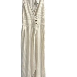 American Eagle Outfitters Cream and Black Striped  High Low Dress